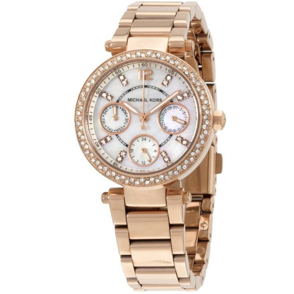 Michael Kors Women's Parker Mother of Pearl Dial Rose Gold Tone Watch